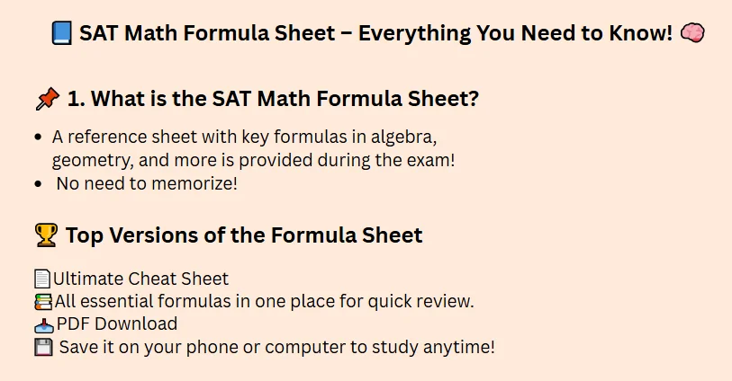 Digital SAT Math Formula Sheet