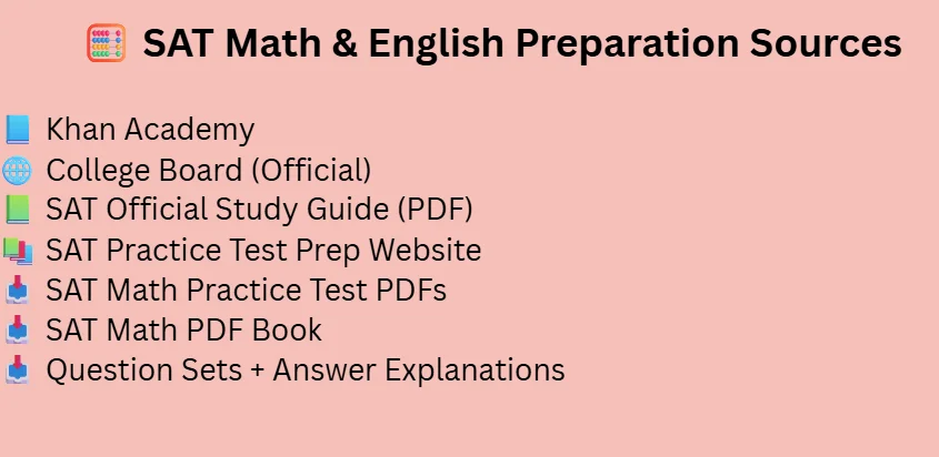 sat english and math prep sources