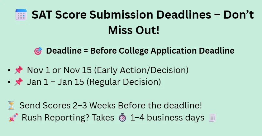 SAT Score Submission Dates